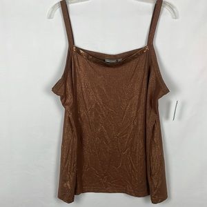 NWT Apt. 9 Brown Cami w/Copper Sparkles and Sequin Detail at Neckline - Size 1X